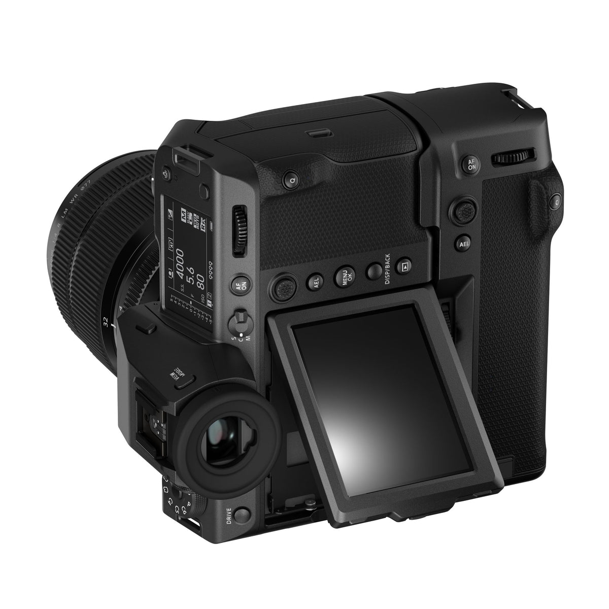 Fujifilm GFX100 II — rear view with GF32-64 lens