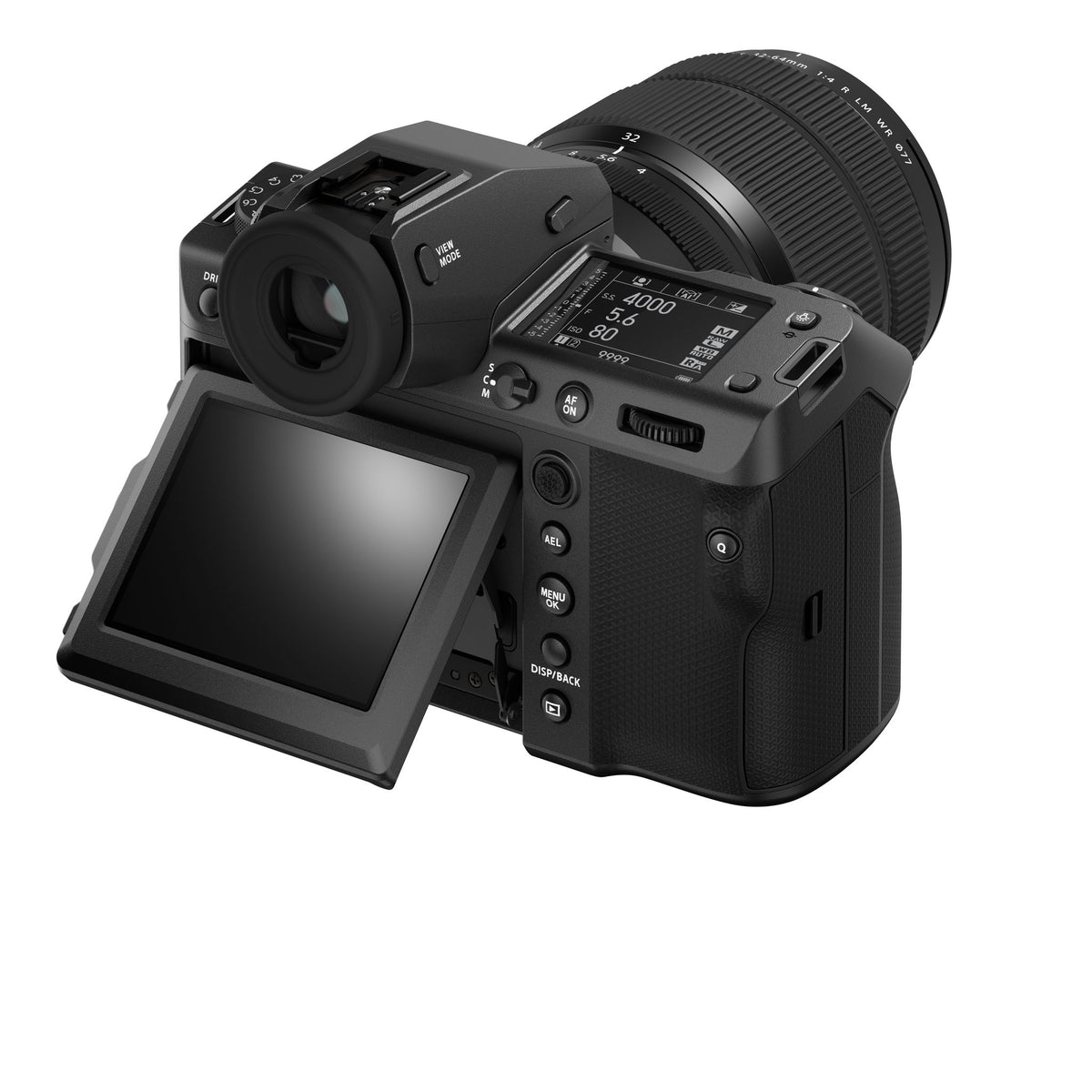 Fujifilm GFX100 II — rear view with GF32-64 lens