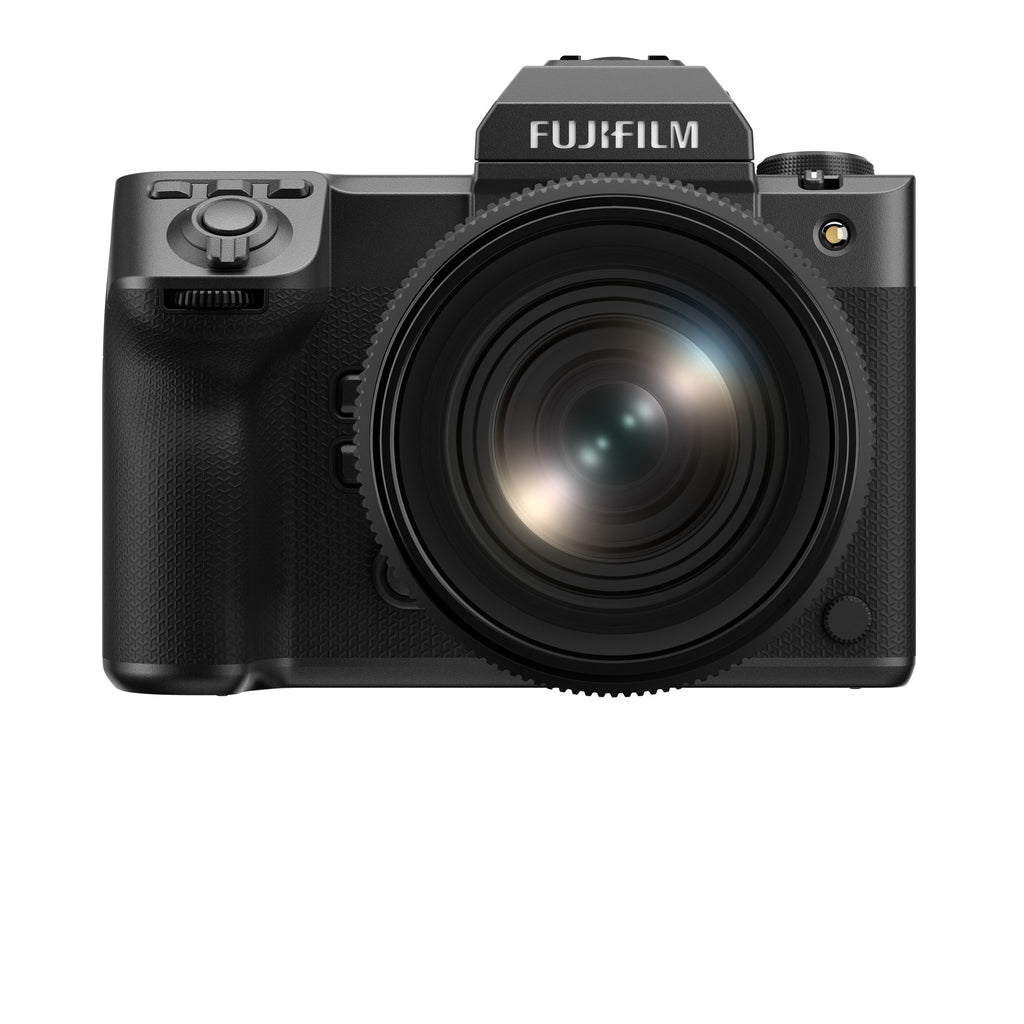 Fujifilm GFX100 II — front view with GF32-64MM lens
