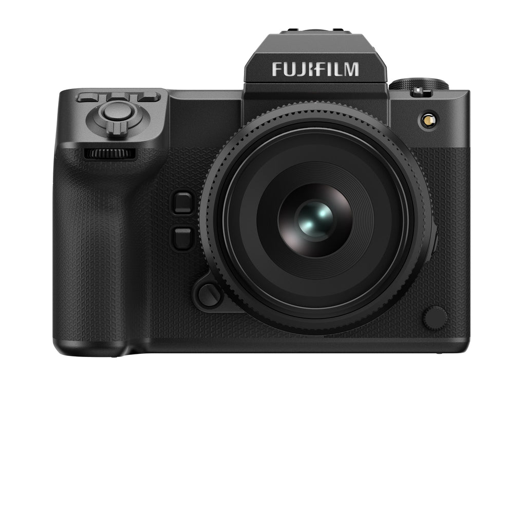 Fujifilm GFX100 II — front view with GF50MM lens