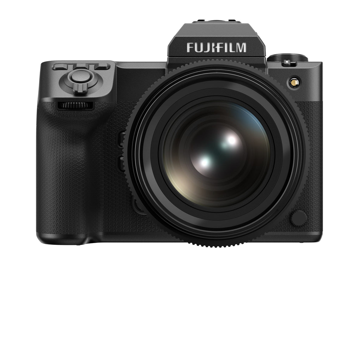 Fujifilm GFX100 II — front view with GF55MMF1 lens