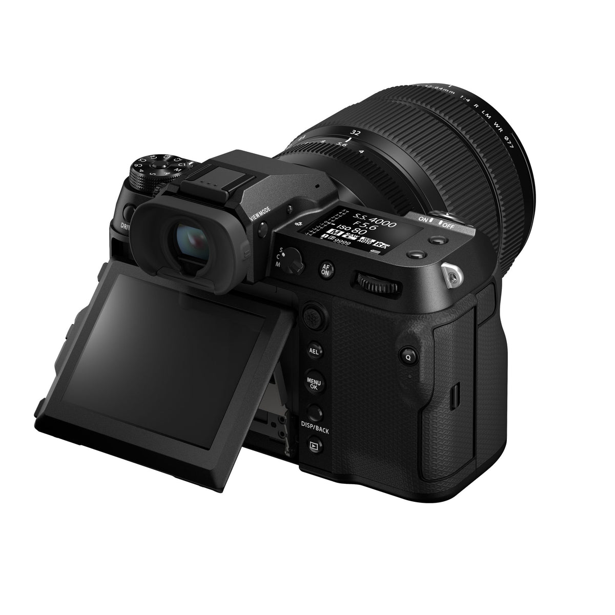 Fujifilm GFX100S II — rear view with GF32-64MM lens