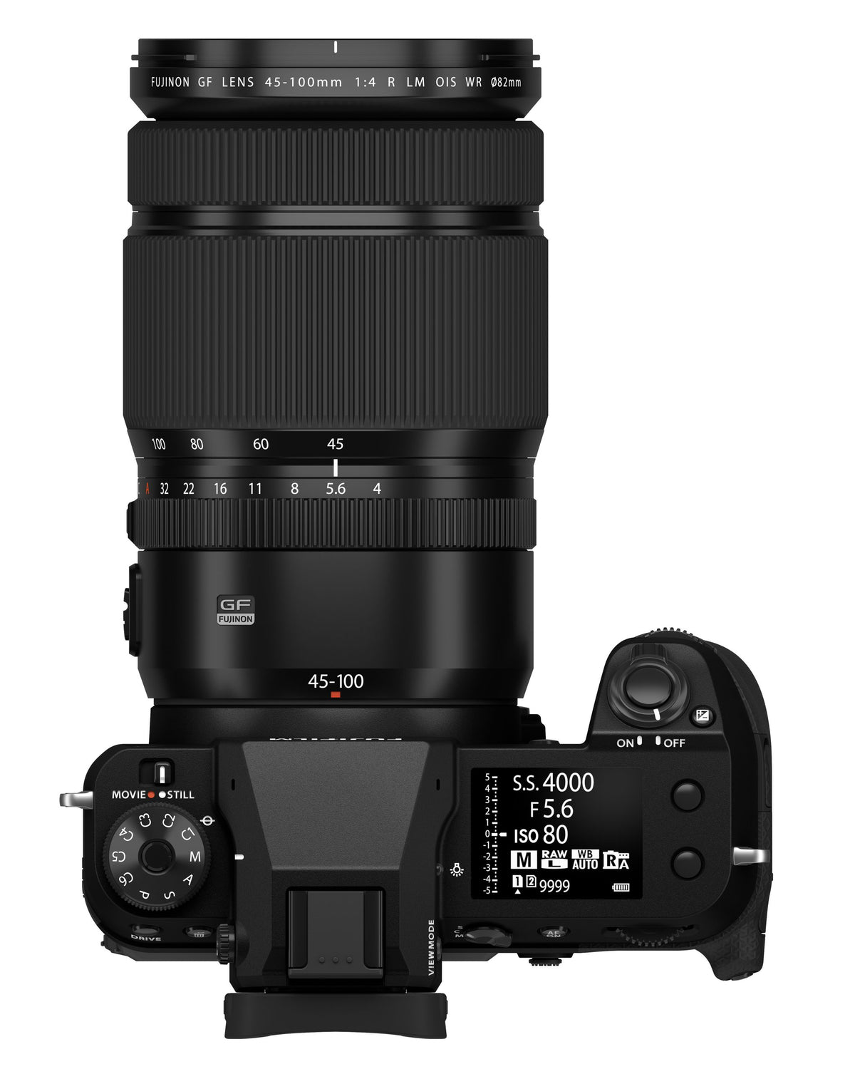Fujifilm GFX100S II — top plate with GF45-100MM lens