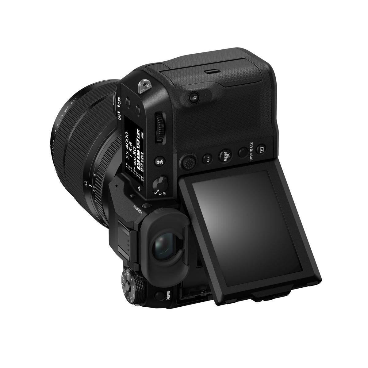 Fujifilm GFX100S II — front left three-quarter view with GF32-64MM lens