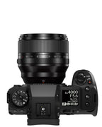 Fujifilm X-H2 — top plate with XF56MMF1 lens